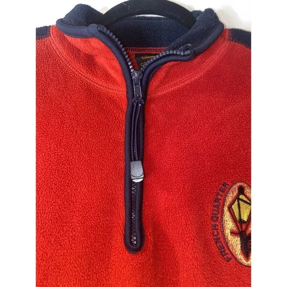 Coconut Pier Mens Lg Red Fleece Pullover French Quarter New Orleans Mardi Gras - Picture 2 of 8